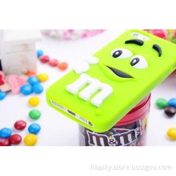 3D Cute MM Rainbow Bean Marble Chocolate Silicone Case For